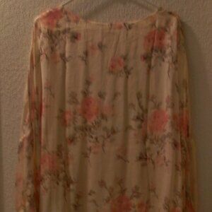 NWOTS, SUNDANCE, SIZE M, SHEER, SILK, LAYERED, DROP SHOULDER,  L SLEEVE, BLOUSE